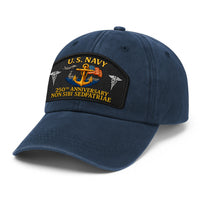 Premium Washed Denim Cap – Embroidered-Effect Print DC003