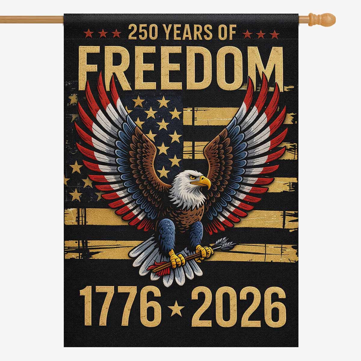 250 Years of Freedom House Flag Patriotic Eagle USA 1776-2026 Decor