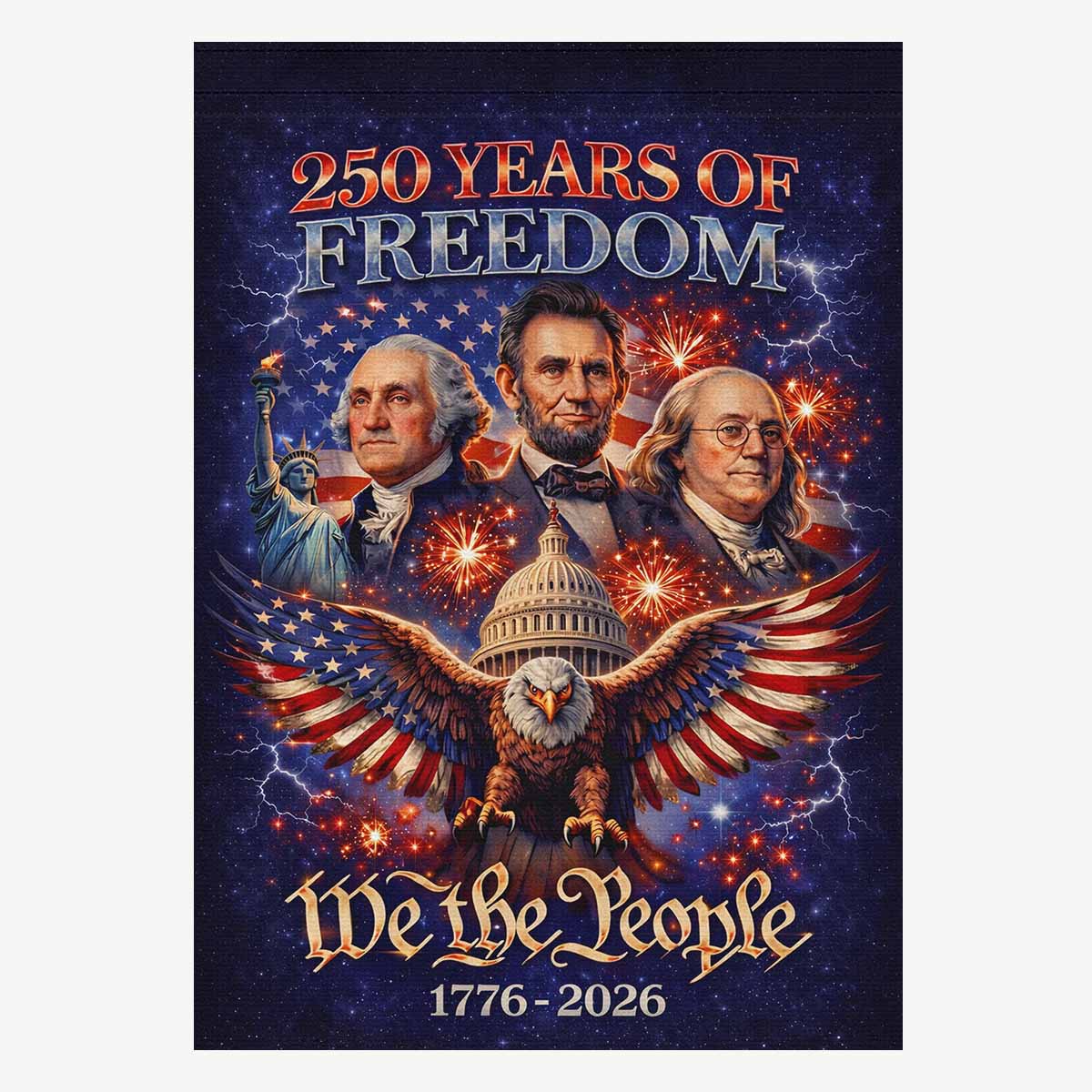 America 250 House Flag 250 Years of Freedom 1776-2026 Patriotic Decor