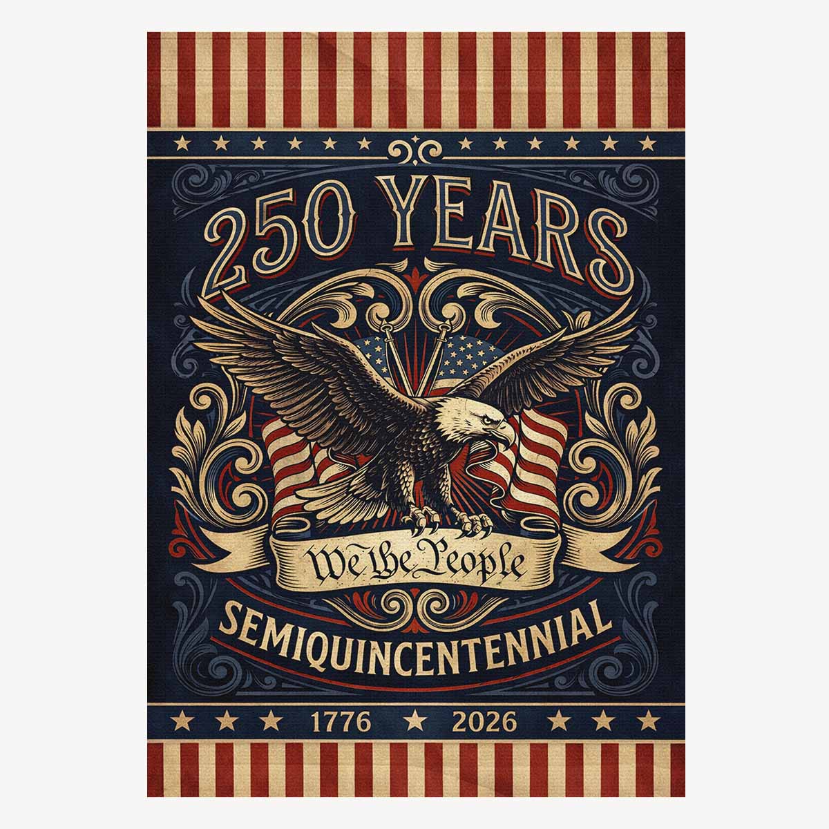 Patriotic Eagle USA 250 Years Independence House Flag