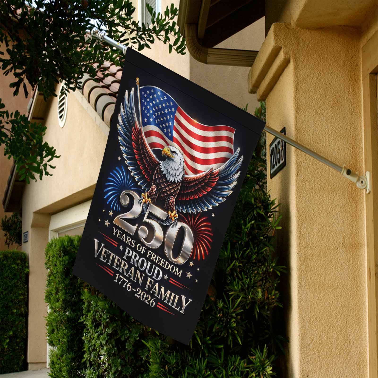 America 250 Garden Flag – Proud Veteran Family 250 Years of Freedom 1776–2026