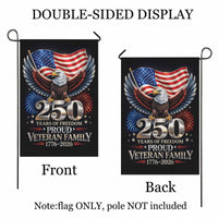 America 250 Garden Flag – Proud Veteran Family 250 Years of Freedom 1776–2026