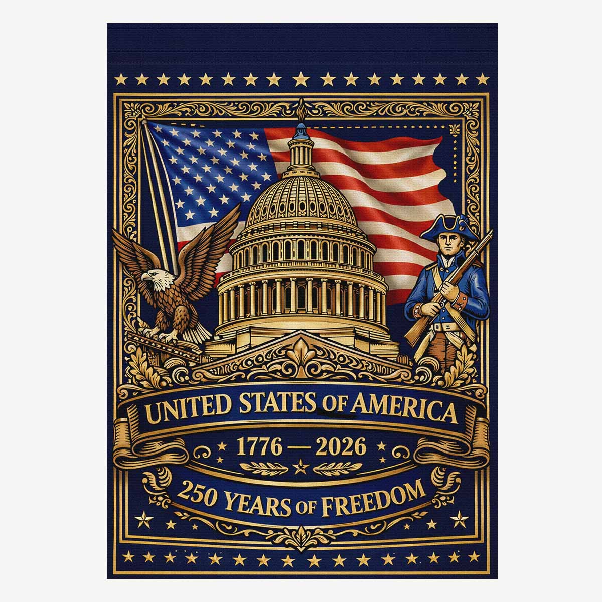 United States of America 250 House Flag 1776-2026 Patriotic Capitol Eagle Banner