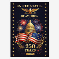 United States of America 250 Years House Flag – Patriotic Capitol Decor