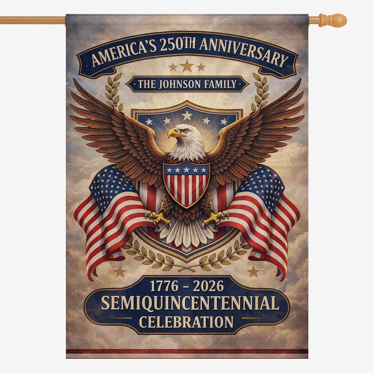 Custom America 250th Anniversary House Flag 1776–2026 Family Name
