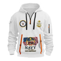 Personalized US Navy Quarter Zip Hoodie TQZ08