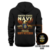 Personalized US Navy Quater Zip Hoodie JQZ03