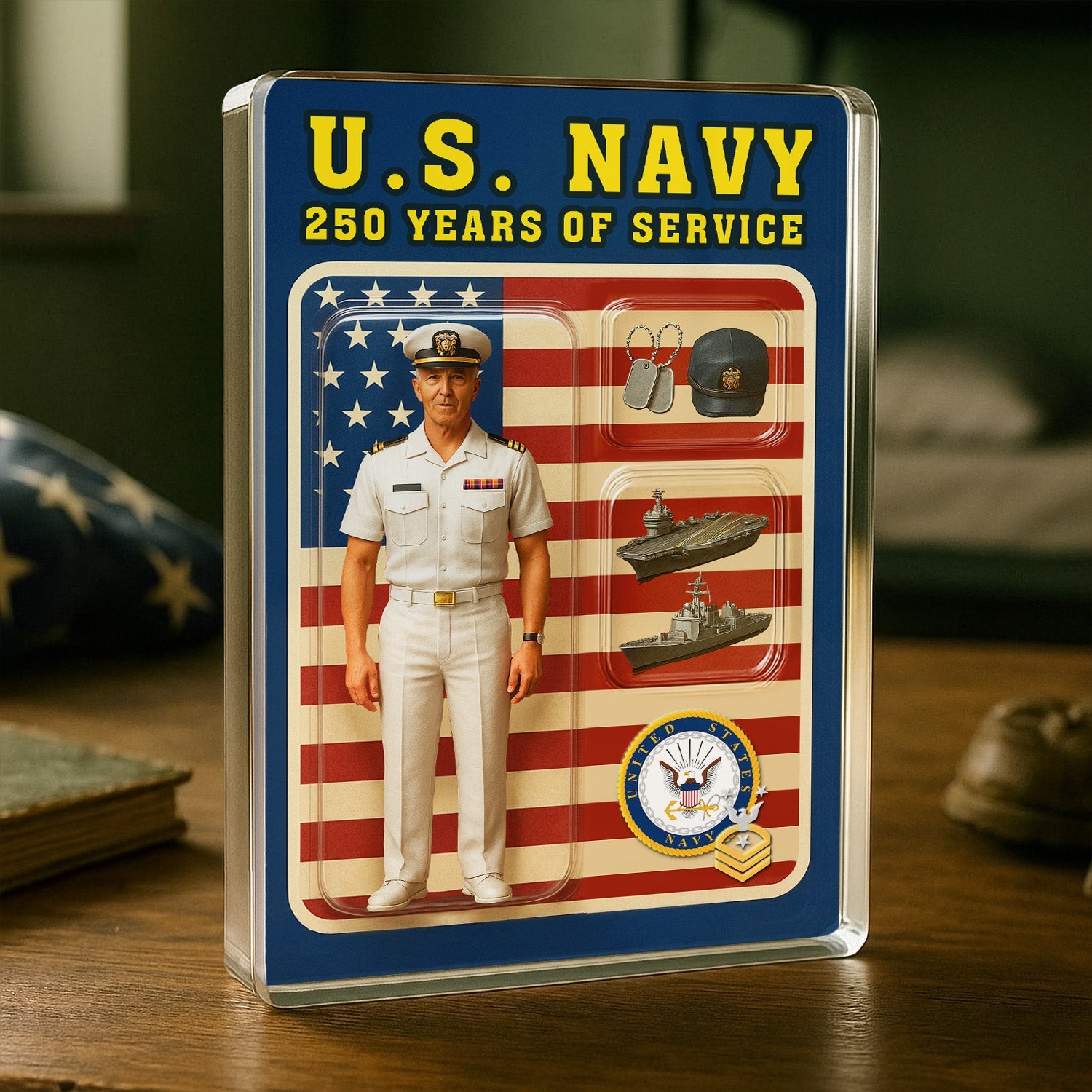 Custom Acrylic Plaque with Service Dress White Uniform
