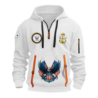 Custom US Navy Ranks Quarter Zip Hoodie TQZ01