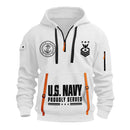 Custom US Navy Ranks Quarter Zip Hoodie TQZ03