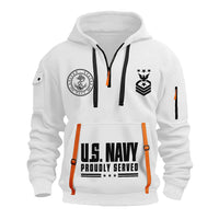 Custom US Navy Ranks Quarter Zip Hoodie TQZ03