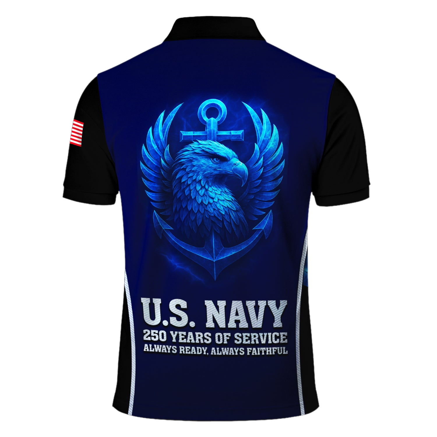 US Navy Polo Shirt – Bold Vertical Text & Navy Seal