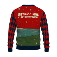 US Navy 250 Years Strong Christmas Ugly Sweater