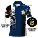 US Navy Veteran Polo Shirt – Modern Stripe Design with Custom Rank & Text