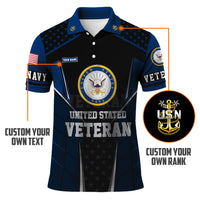 US Navy Veteran Polo Shirt – Bold Crest & Custom Rank Tribute Edition