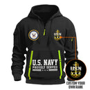 Custom US Navy Ranks Quarter Zip Hoodie TQZ02