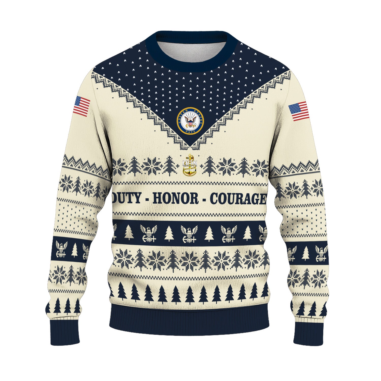 Personalized US Navy Christmas Ugly Sweater UST019