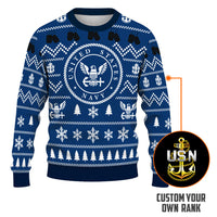 Personalized 250th US Navy Christmas Ugly Sweater UST016
