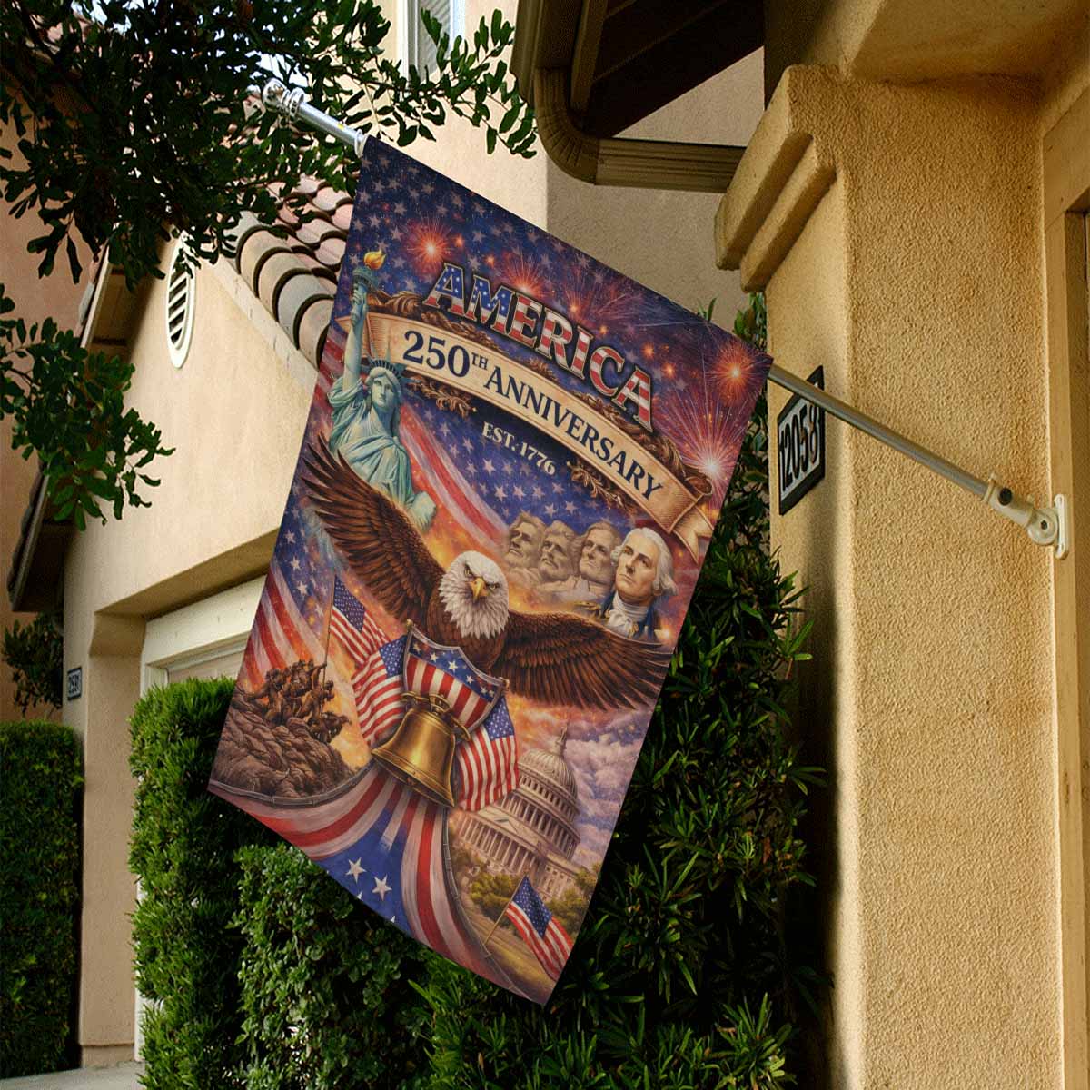 America 250 House Flag 1776–2026 Patriotic Celebration Banner