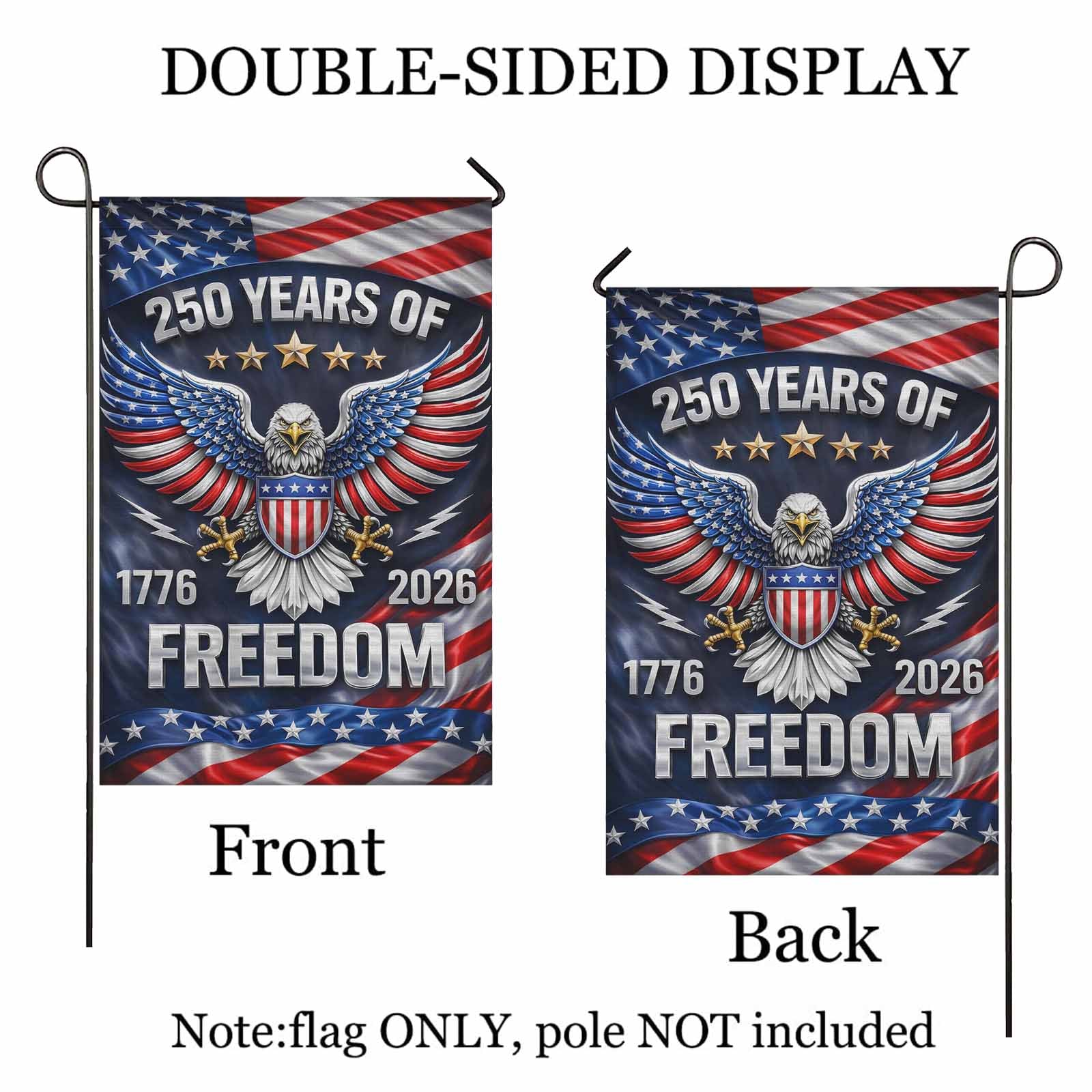 America 250 Garden Flag – 250 Years of Freedom 1776–2026 Patriotic Eagle
