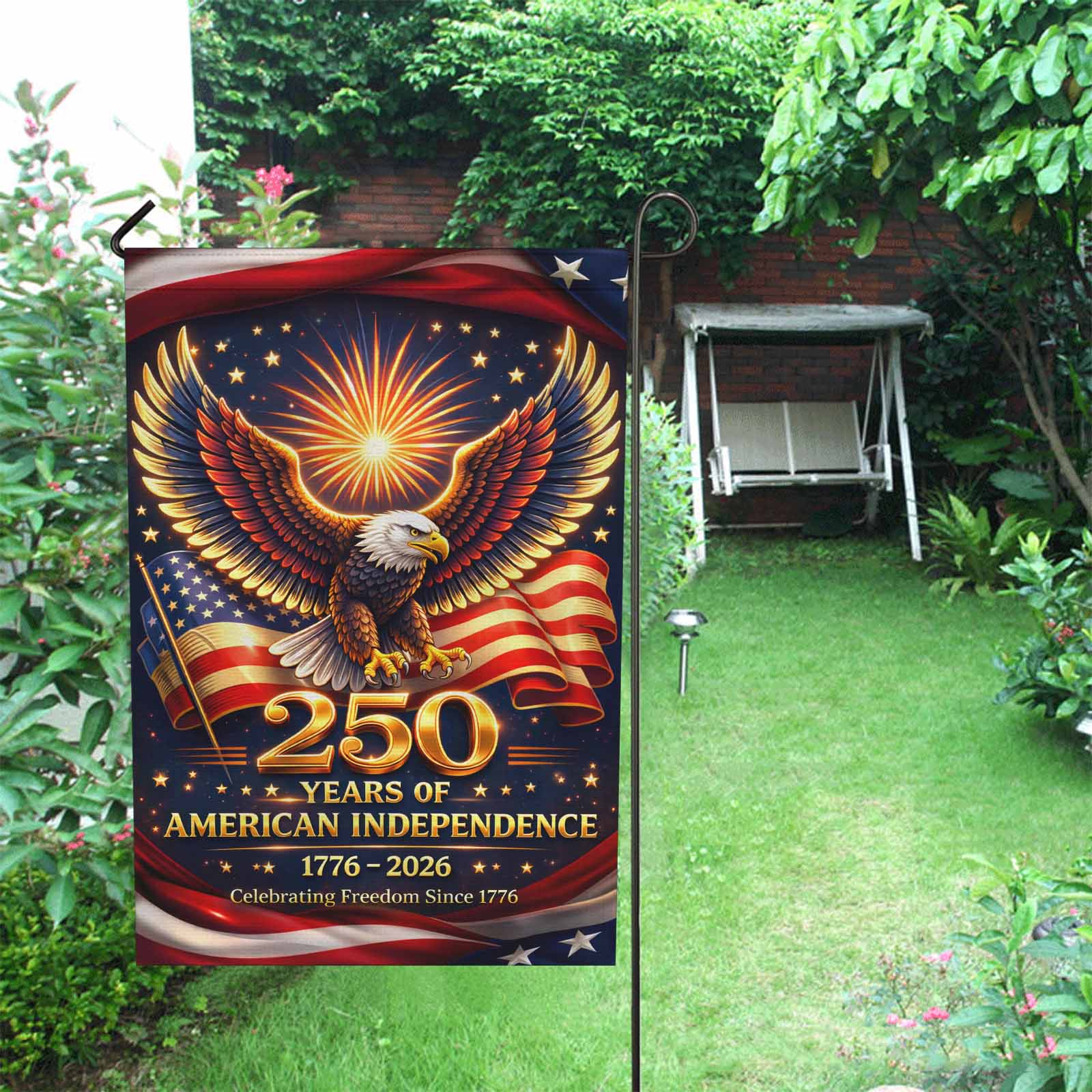250 Years of American Independence Garden Flag 1776–2026 Patriotic Eagle USA