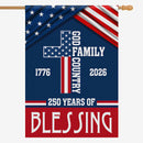 God Family Country House Flag – America 250 Patriotic Christian Decor 1776–2026