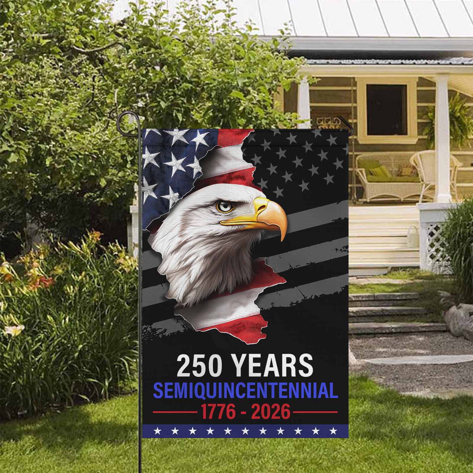 250 Years Semiquincentennial Garden Flag – America 250 Bald Eagle Flag