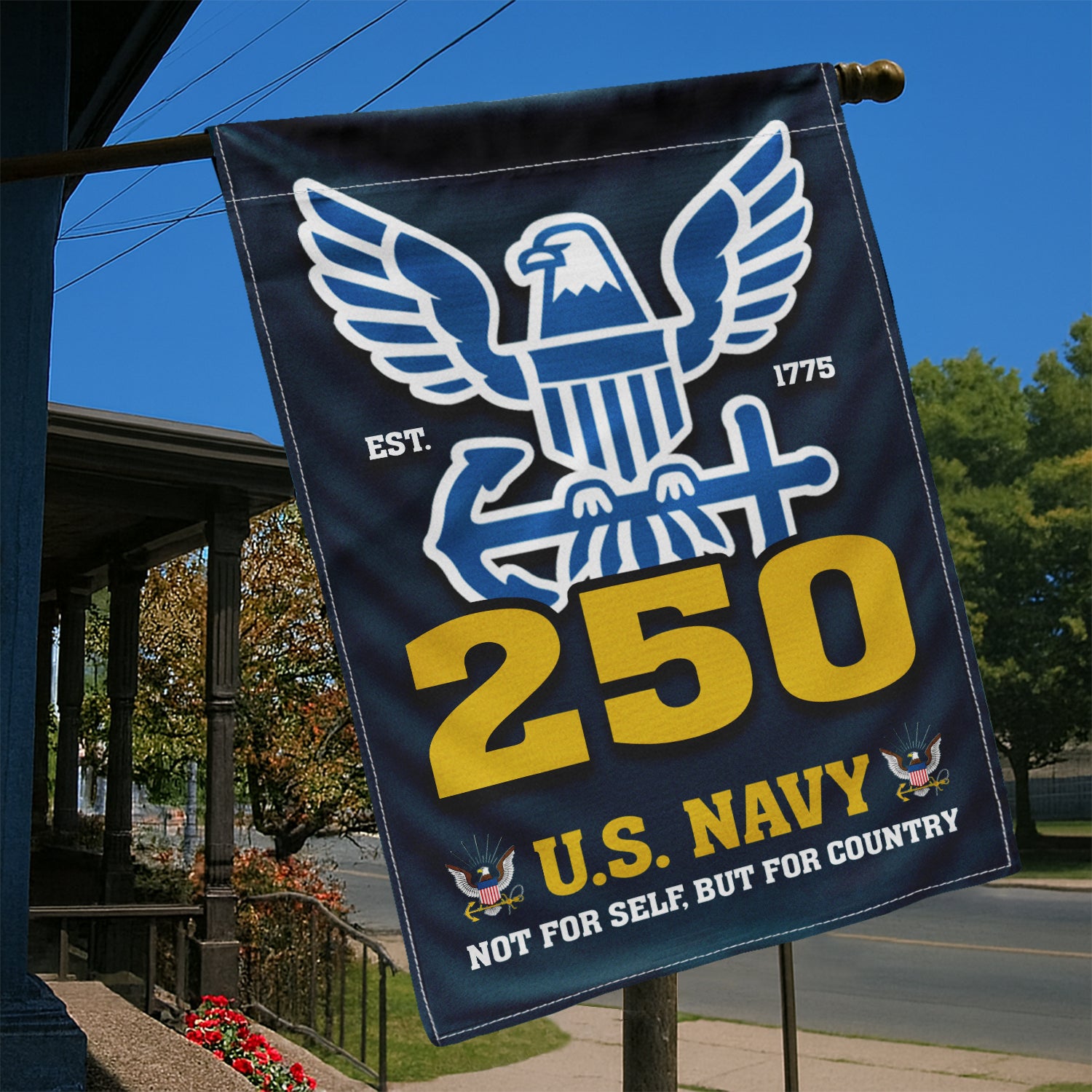 US Navy Est 1775 Not For Self, But For Country Garden Flag Twin-Side Printing