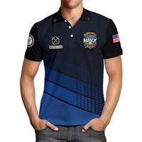 US Navy 250th Anniversary Polo Shirt – Modern Blue Design with Custom Rank