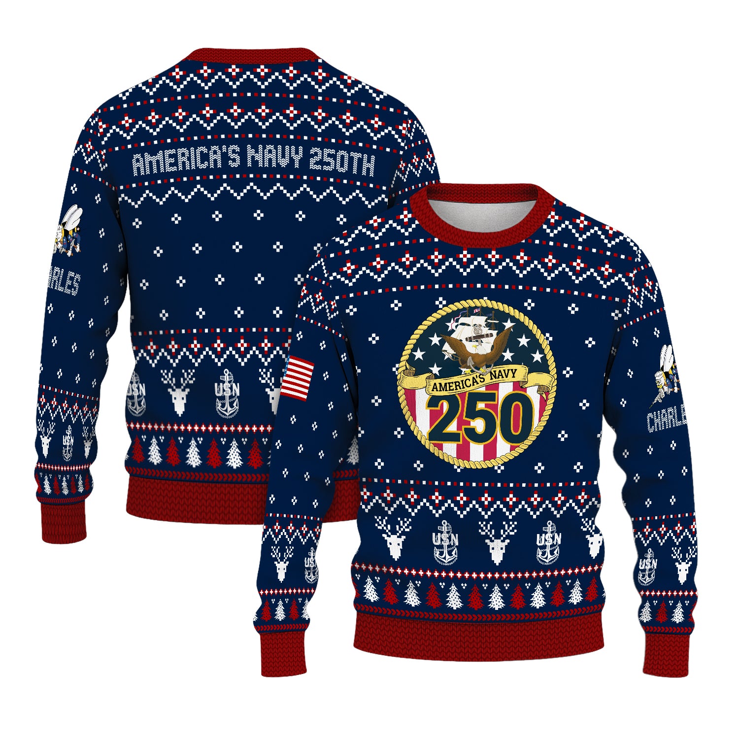 Personalized US Navy Christmas Ugly Sweater UST001