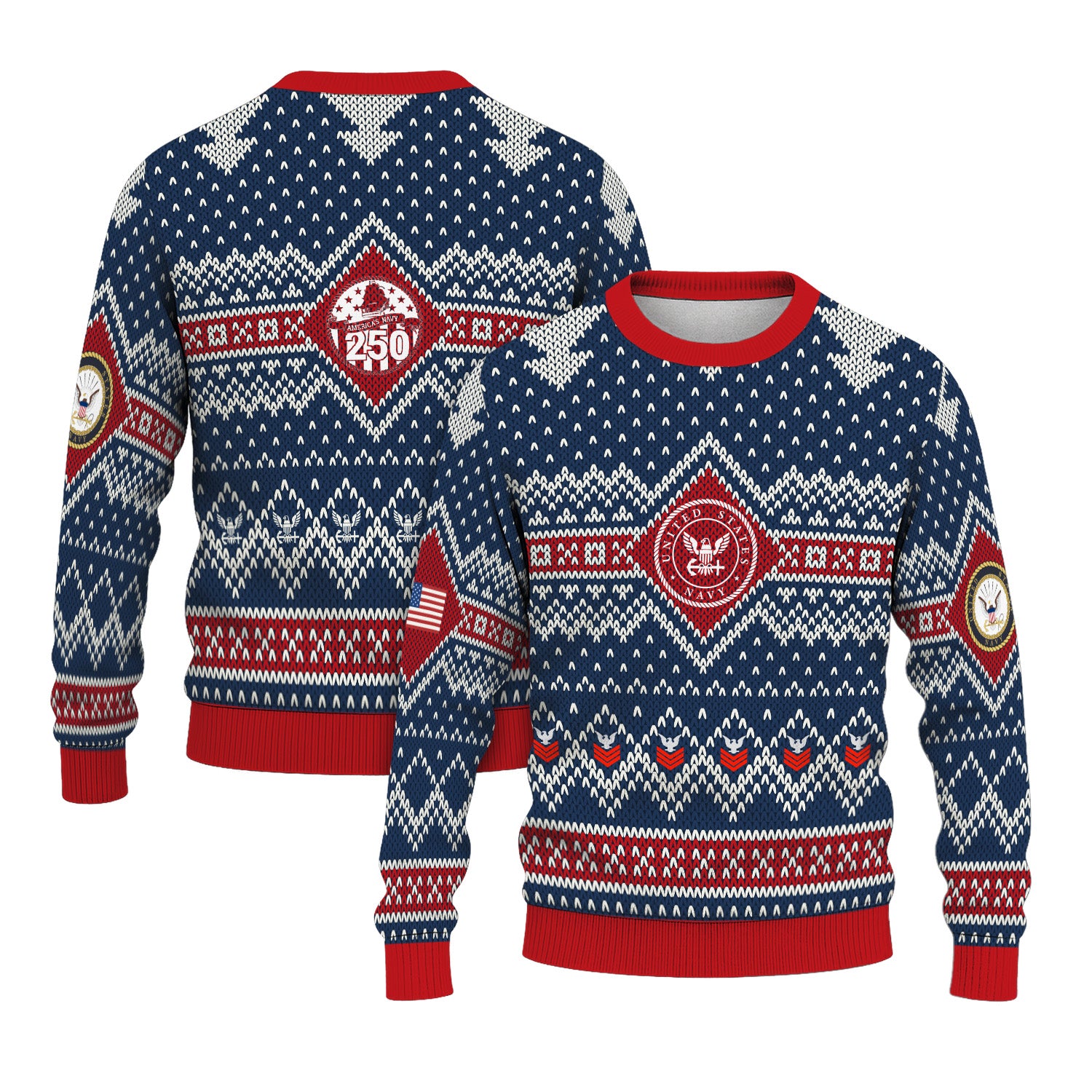 Personalized US Navy Christmas Ugly Sweater TUST09