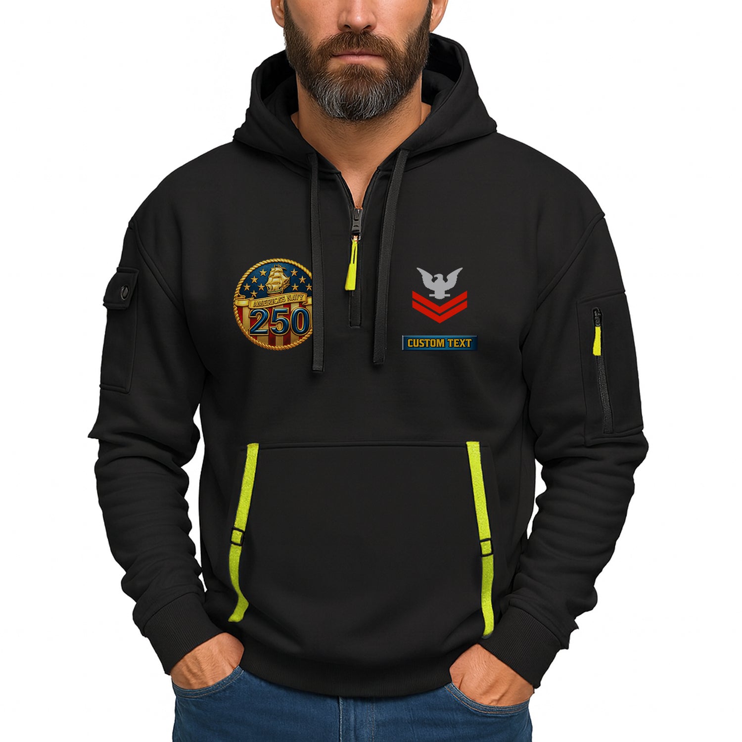 Personalized US Navy Quater Zip Hoodie JQZ07