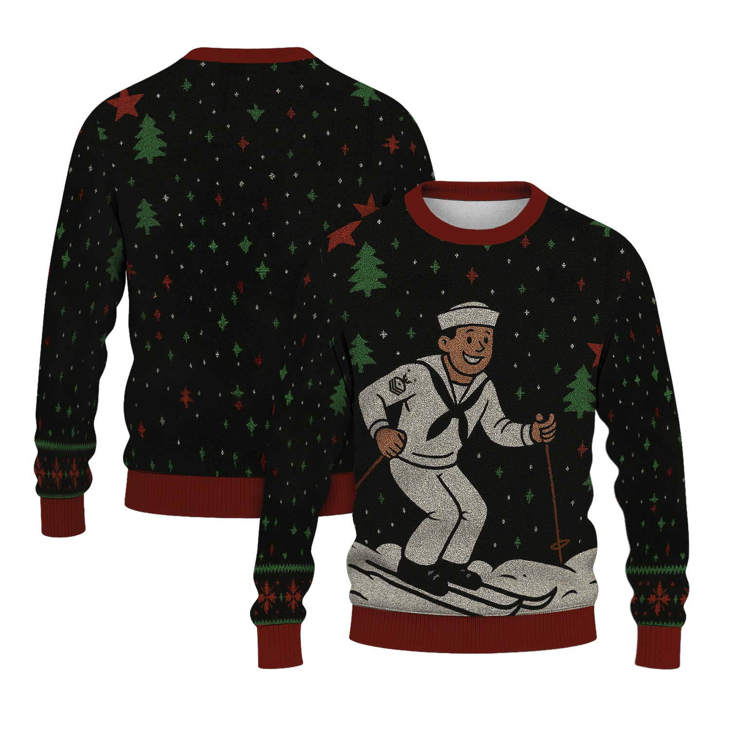 Personalized US Navy Christmas Ugly Sweater TUST14