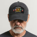 Premium Washed Denim Cap – Embroidered-Effect Print DC004
