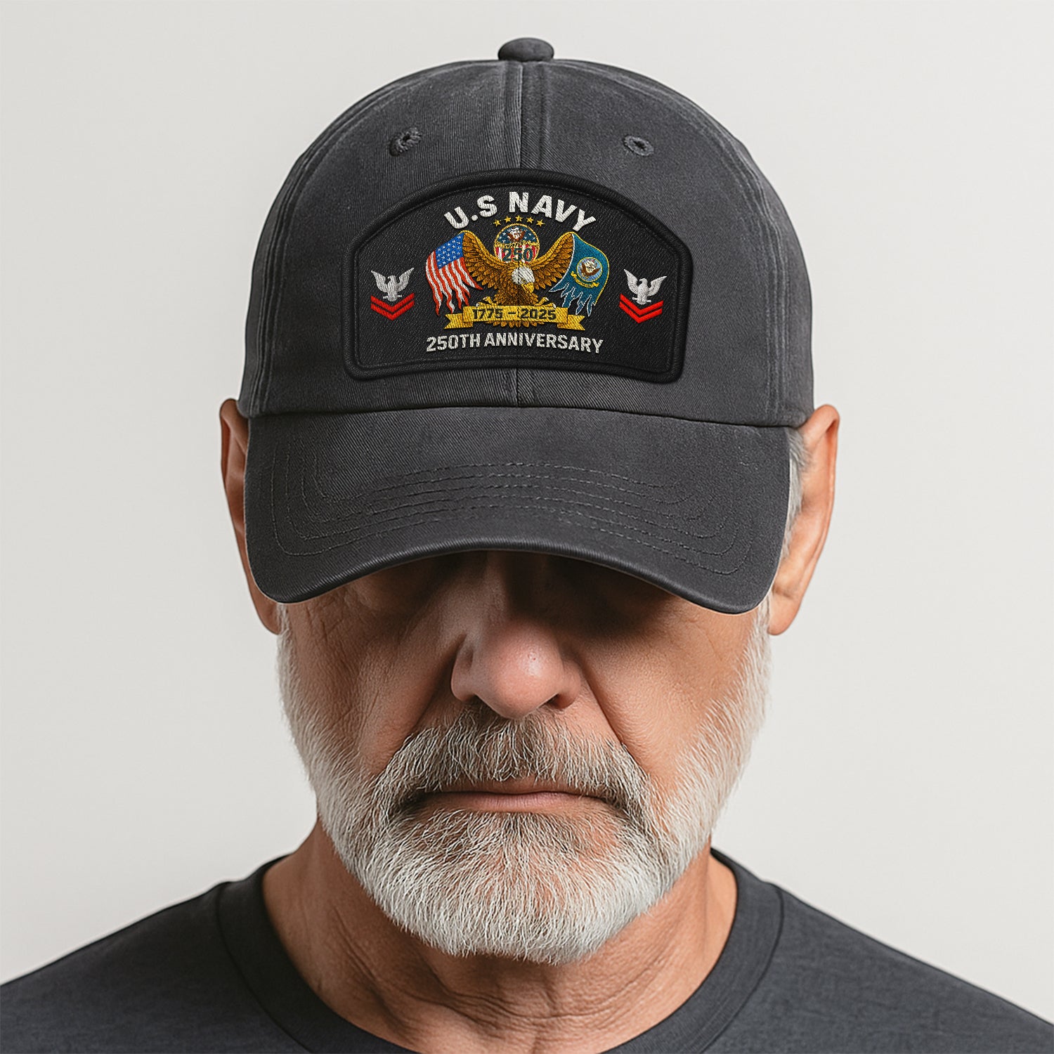 Premium Washed Denim Cap – Embroidered-Effect Print DC004