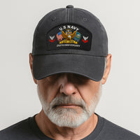 Premium Washed Denim Cap – Embroidered-Effect Print DC004