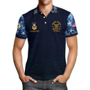 US Navy 250th Anniversary Polo Shirt – Custom Rank & Text with Camo Sleeves