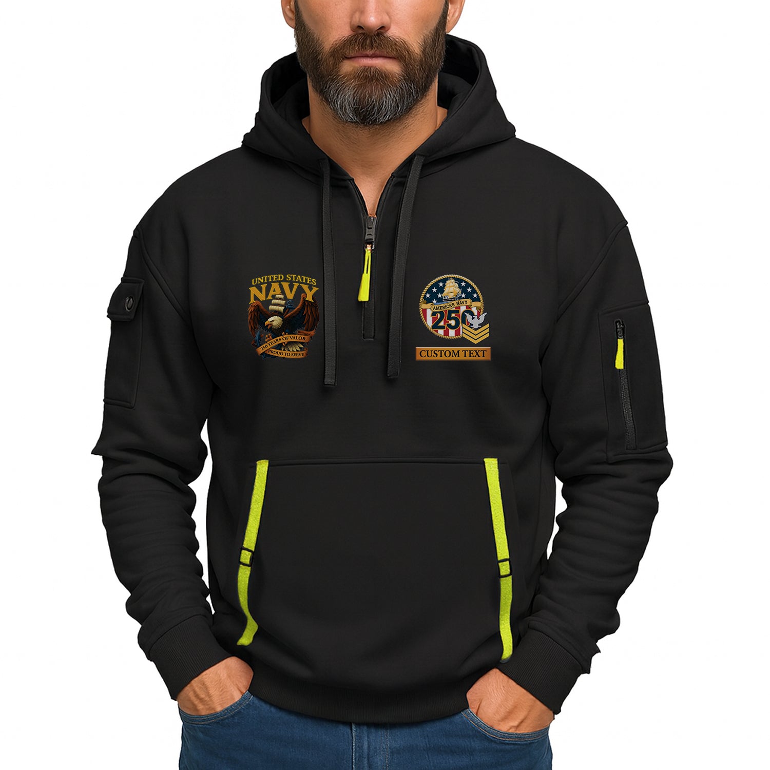 Personalized US Navy Quater Zip Hoodie JQZ04