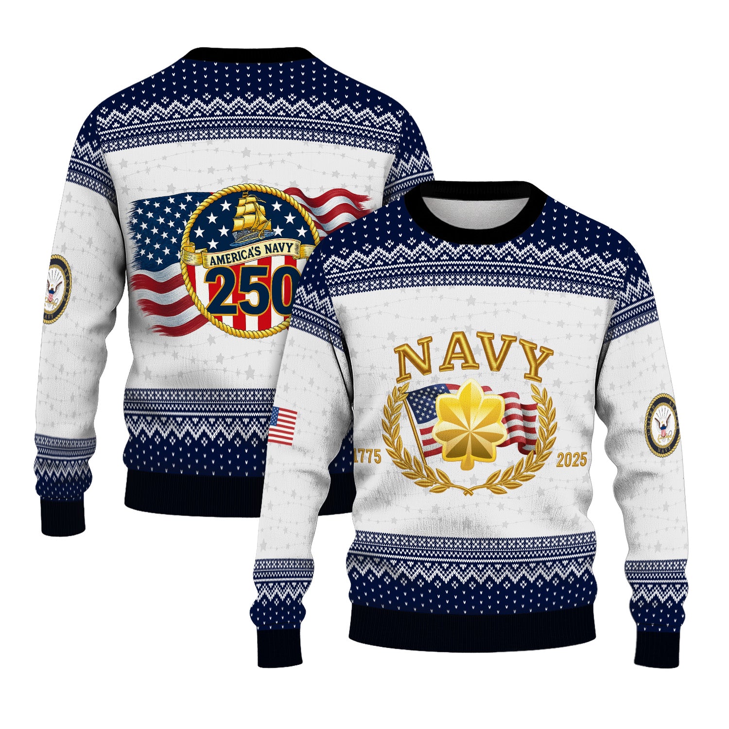 Personalized US Navy Christmas Ugly Sweater TUST10