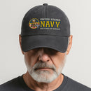 Premium Washed Denim Cap – Embroidered-Effect Print DC007