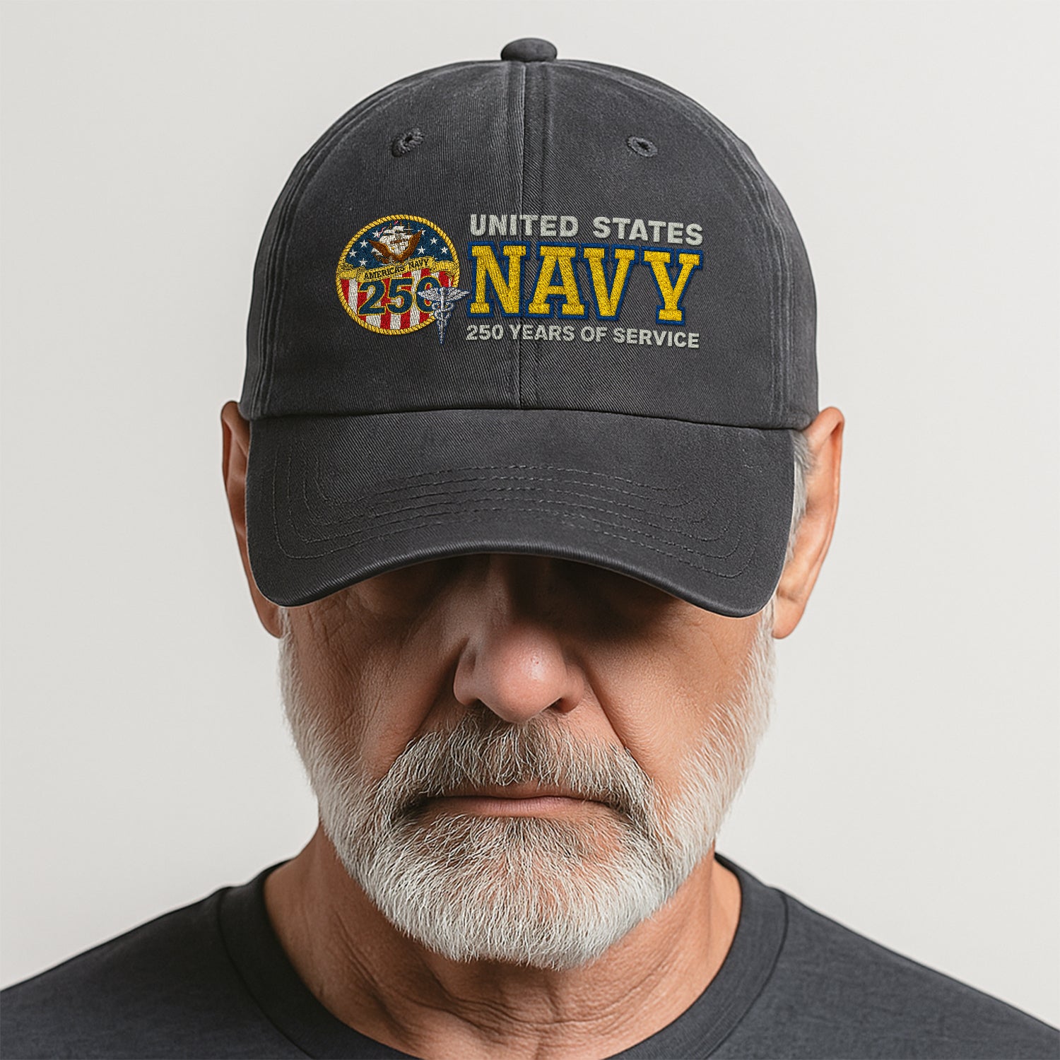 Premium Washed Denim Cap – Embroidered-Effect Print DC007