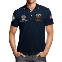 US Navy Veteran Polo Shirt – 250th Anniversary Custom Rank & Text