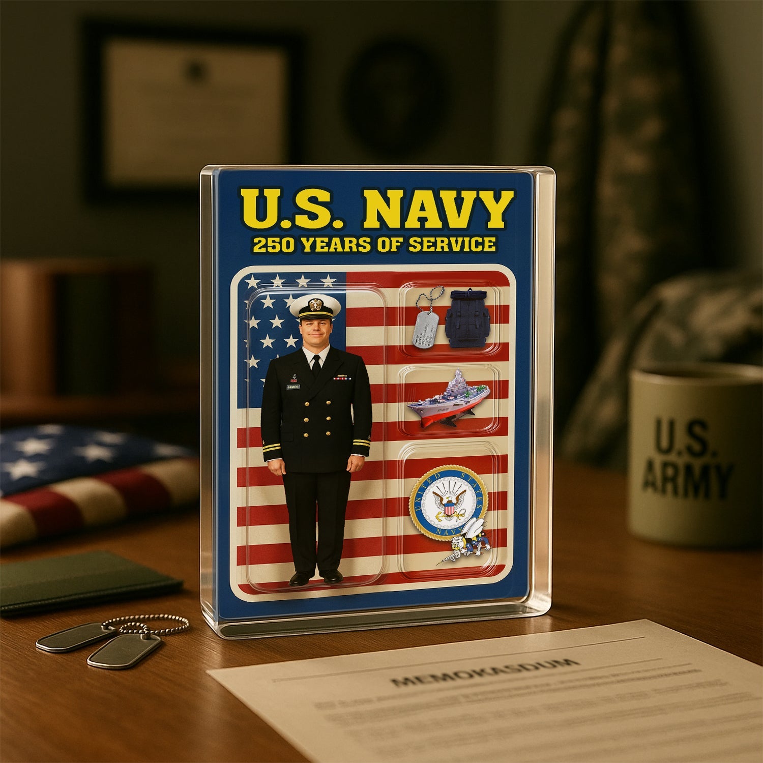 Personalized Acrylic Plaque with Chief Service Dress Uniform