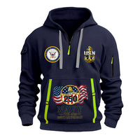 Personalized US Navy Quarter Zip Hoodie TQZ08