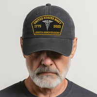 Premium Washed Denim Cap – Embroidered-Effect Print DC002