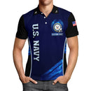 US Navy Polo Shirt – Bold Vertical Text & Navy Seal