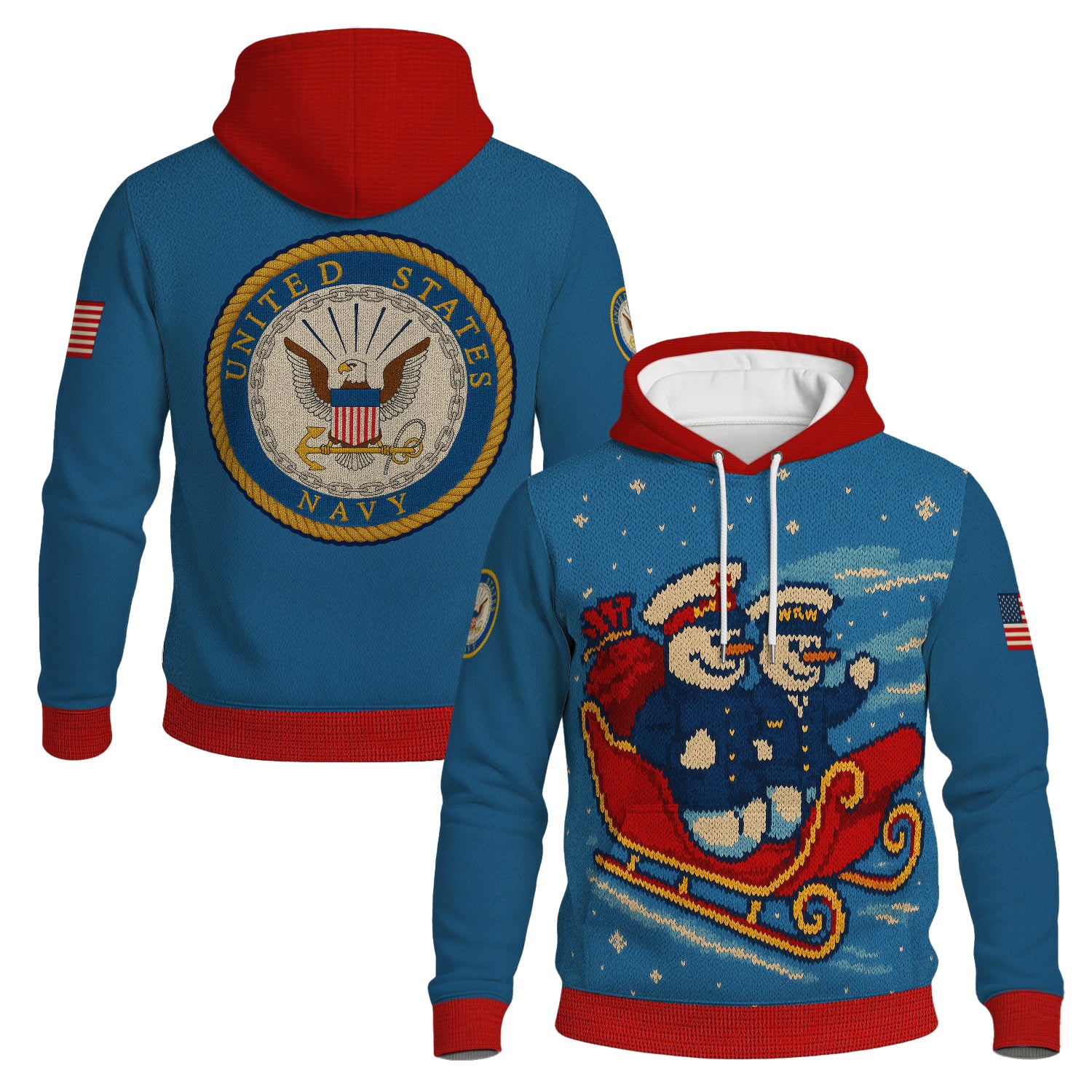 US Navy Snowman 3D All Over Print Hoodie