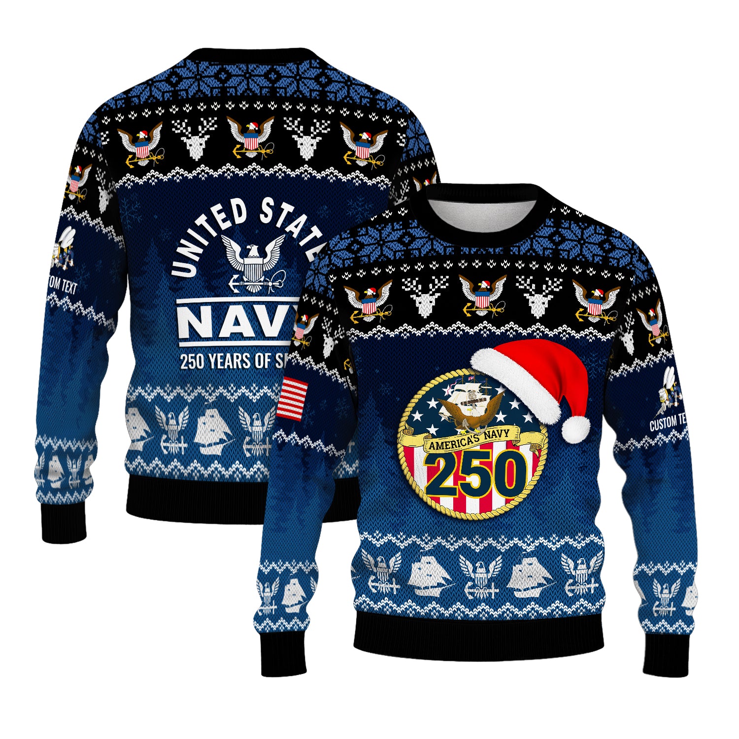Personalized US Navy Christmas Ugly Sweater JUST07