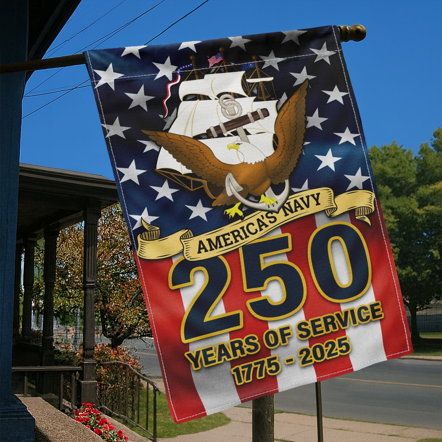 US Navy 250 Years Of Service Garden Flag Twin-Side Printing