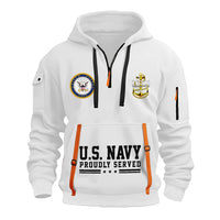 Custom US Navy Ranks Quarter Zip Hoodie TQZ02